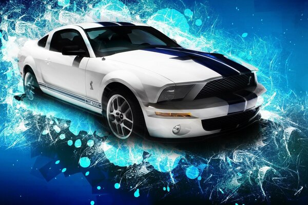Ford Shelby mustang на синем фоне