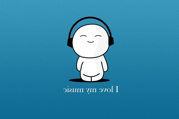 Человечек слушает музыку в наушниках
