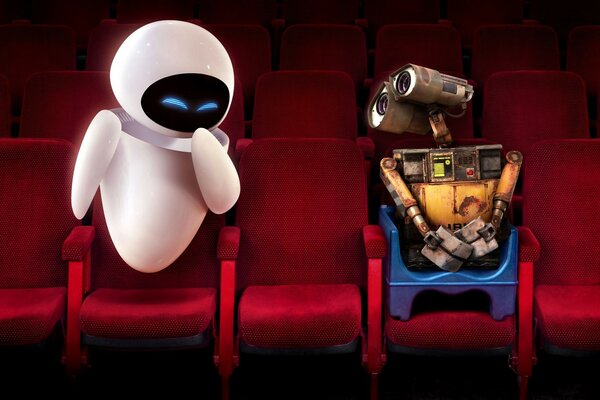 Wall-e ева кинотеатр стеснительный смешит красные креса
