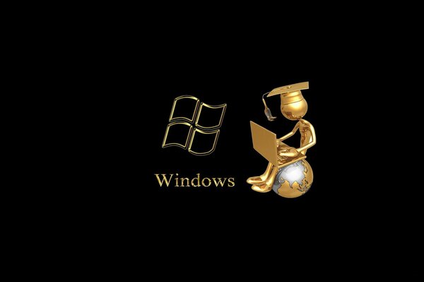Золотой логотип Windows на фон