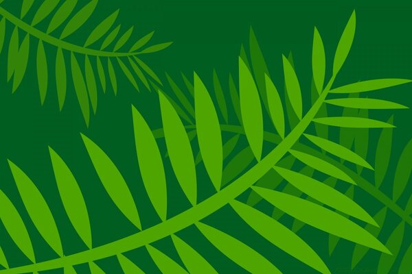 Зелёные листья на темно-зеленом фоне, векторная графика