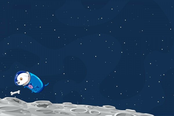 Векторная графика собачки на Луне
