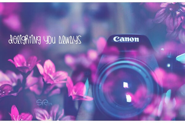 Изображение фото камеры Canon в цветах