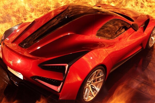 Красный блестящий спортивный автомобиль